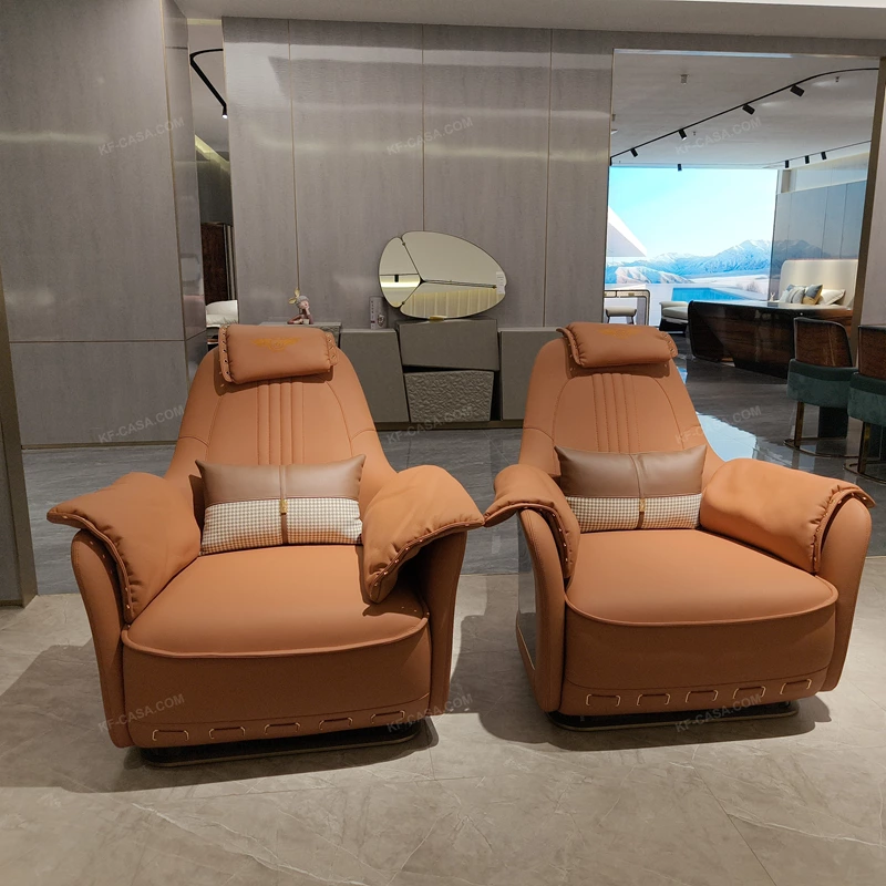 Caramel Leather Accent Chair with Channel-Tufted Back and High-Gloss Wood Sides